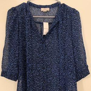 LOFT Sheet Blouse 3/4 Sleeve with Tie